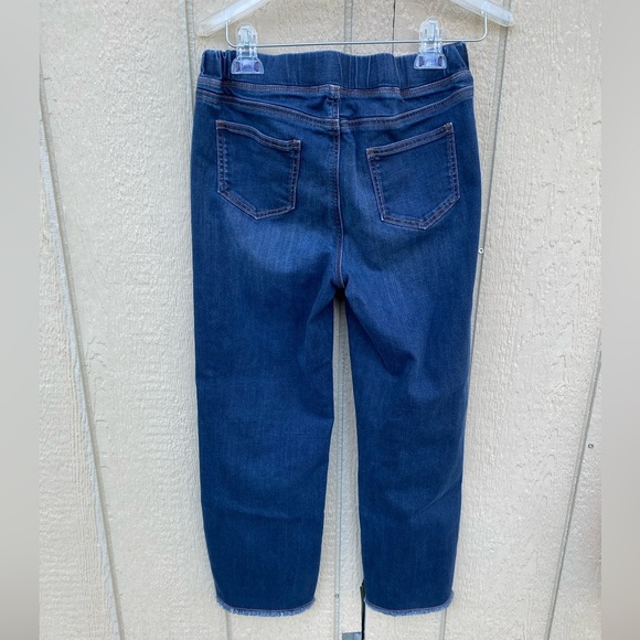Eileen Fisher Raw Hem Stretch Organic Cotton Pull On Blue Denim Jeans XS - Picture 6 of 7